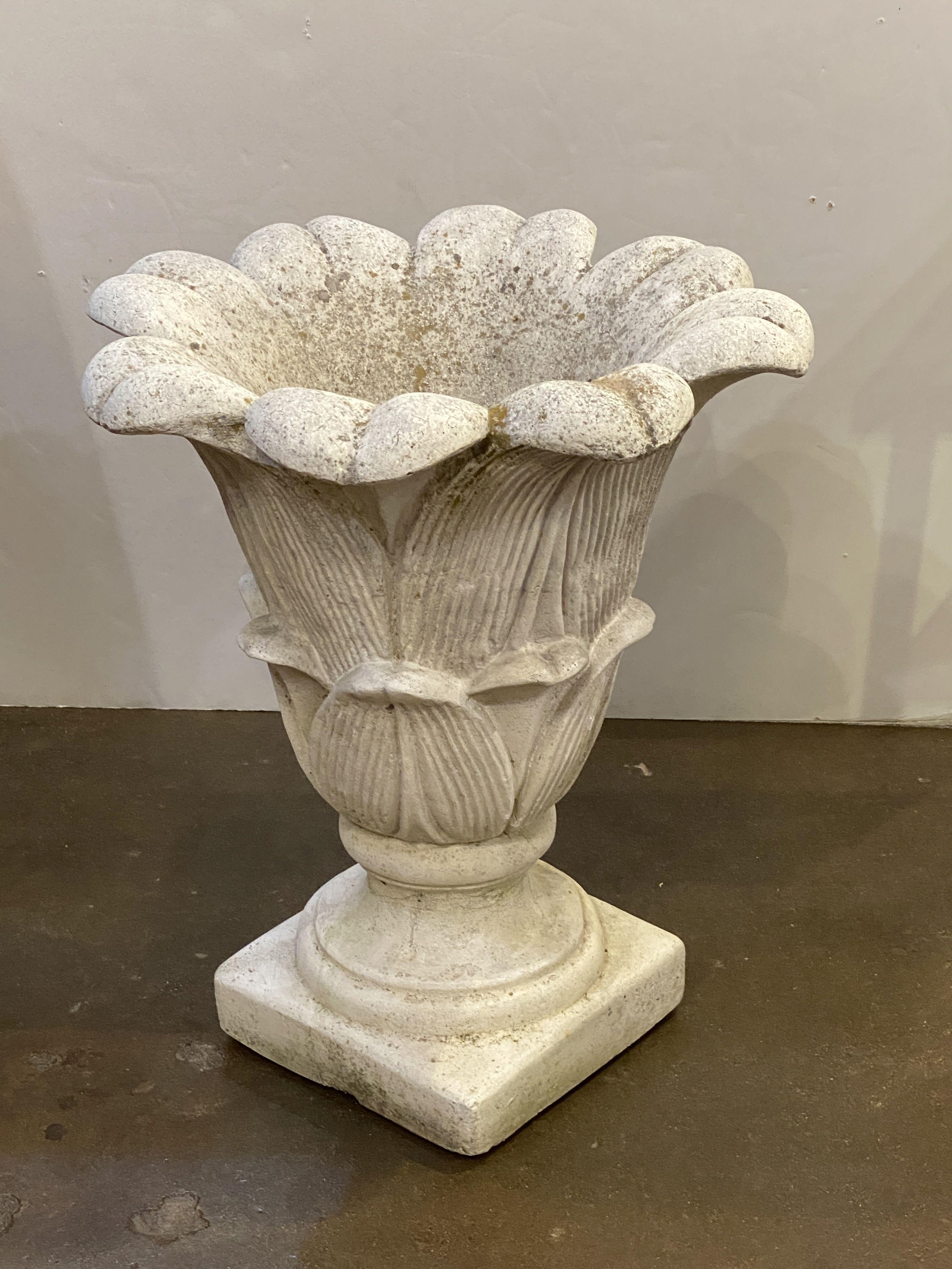 Lotus Garden Stone Planter Pot or Urn from Italy For Sale 10