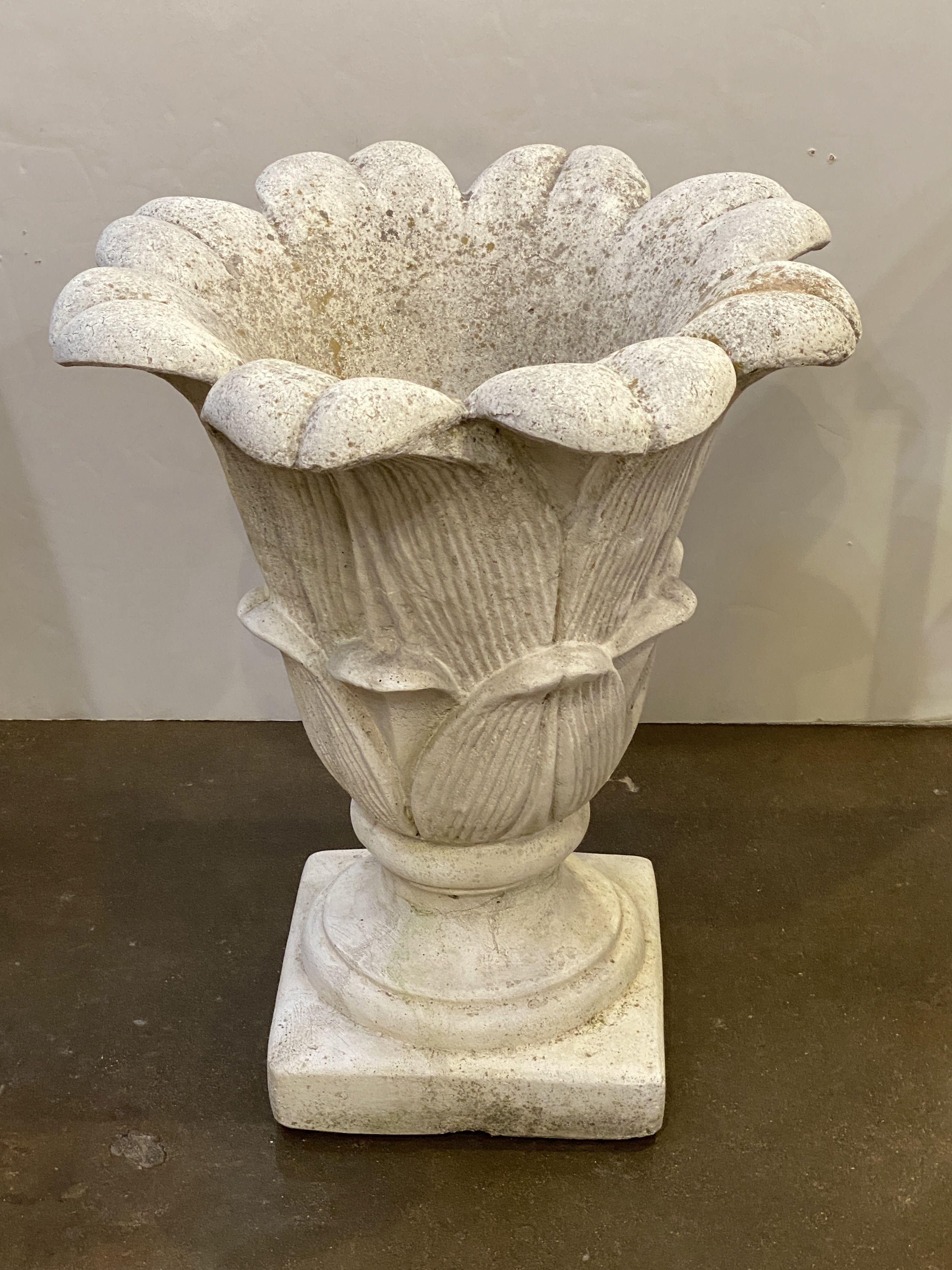 Lotus Garden Stone Planter Pot or Urn from Italy For Sale 12