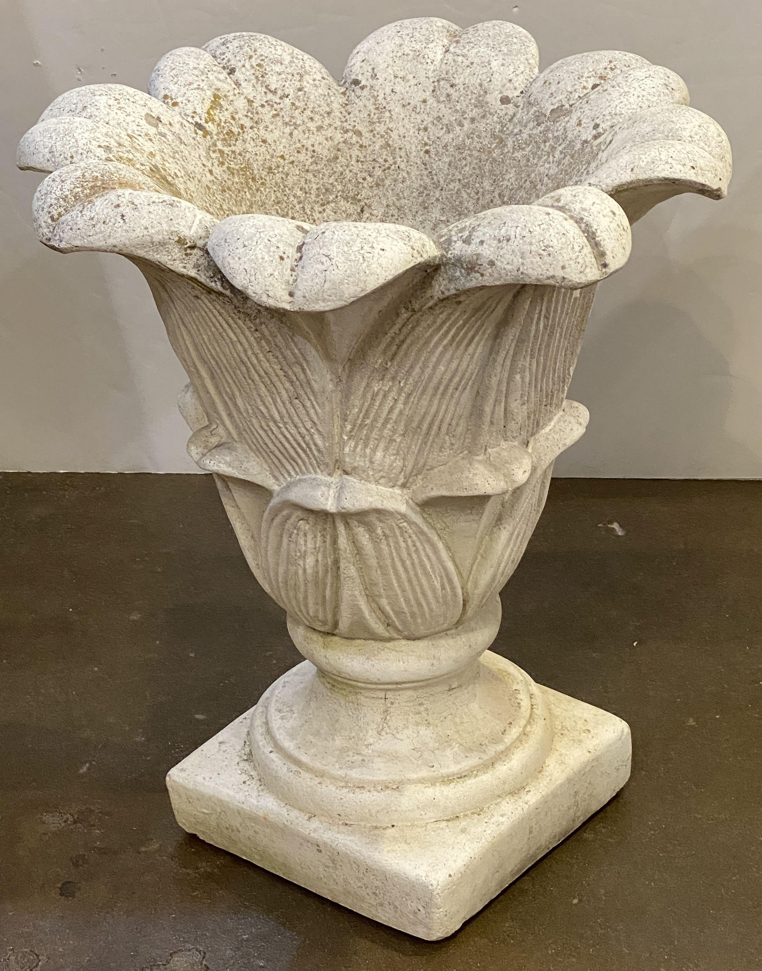 Lotus Garden Stone Planter Pot or Urn from Italy For Sale 13