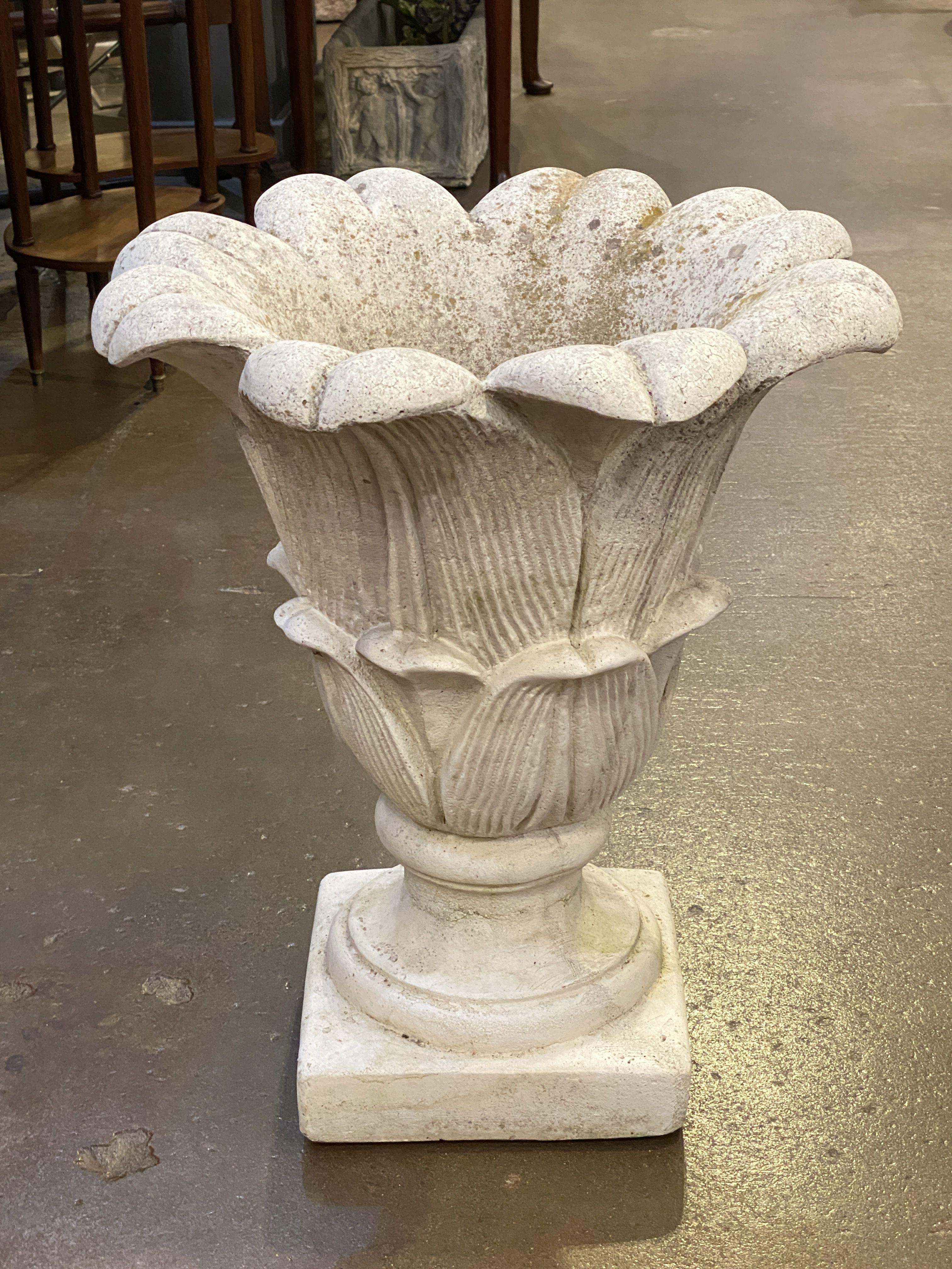 Lotus Garden Stone Planter Pot or Urn from Italy For Sale 3