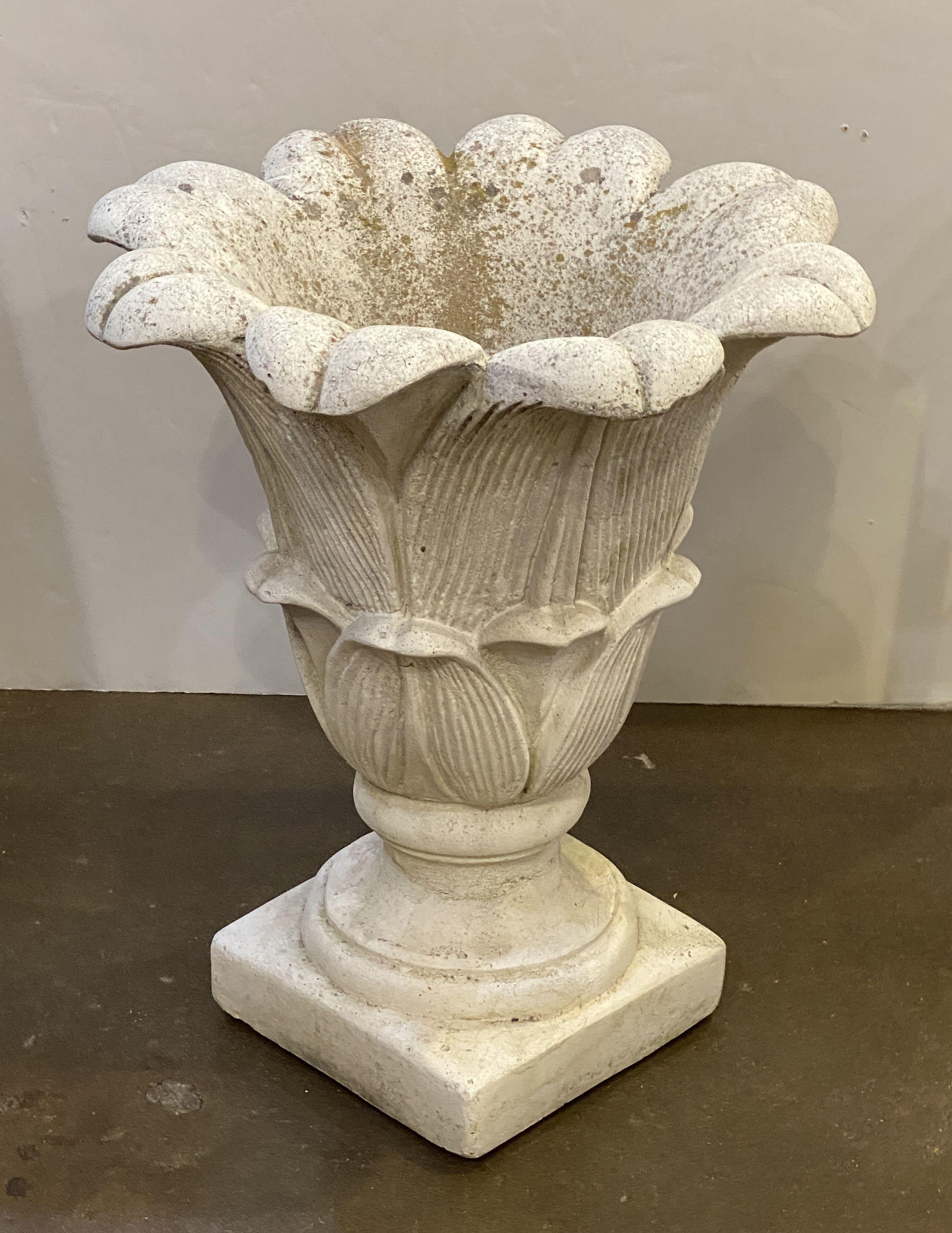 Lotus Garden Stone Planter Pot or Urn from Italy For Sale 4