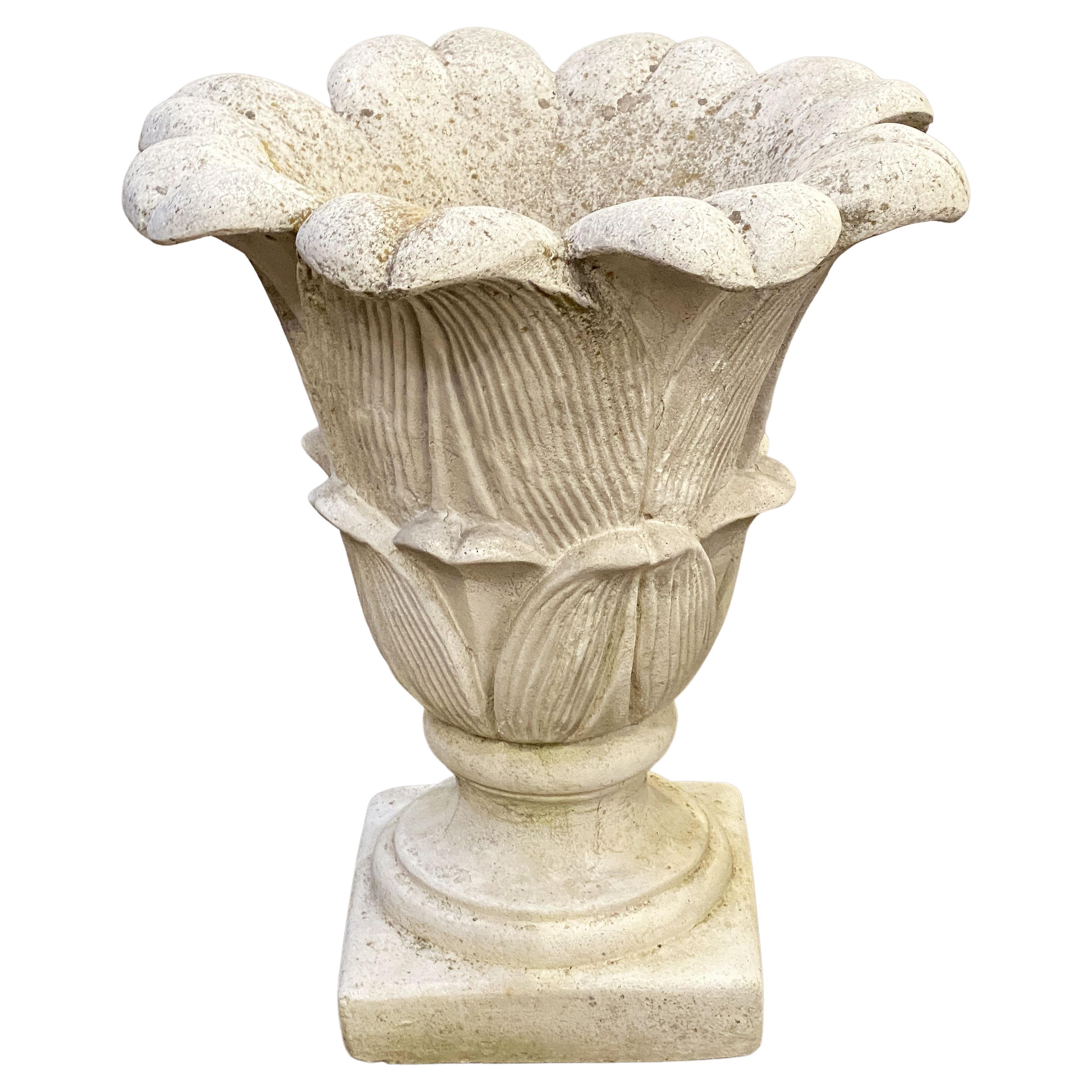 Lotus Garden Stone Planter Pot or Urn from Italy For Sale