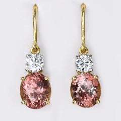 4.83ct Lotus Garnet & Diamond Earrings-Brilliant Cut-18KT Gold-GIA Certified