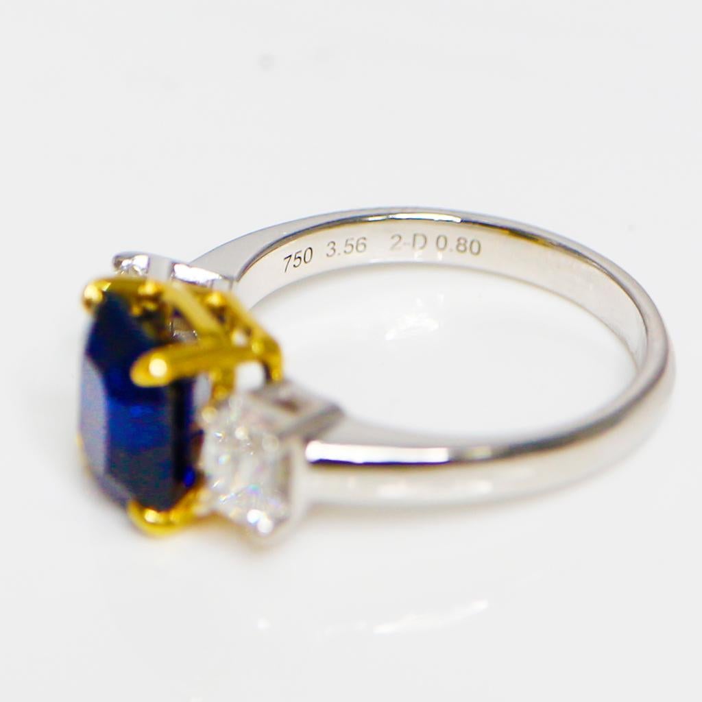 GIA D VVS1 Ceylon 3.56 Ct Royal Blue Sapphire Diamond Engagement Ring For Sale 2