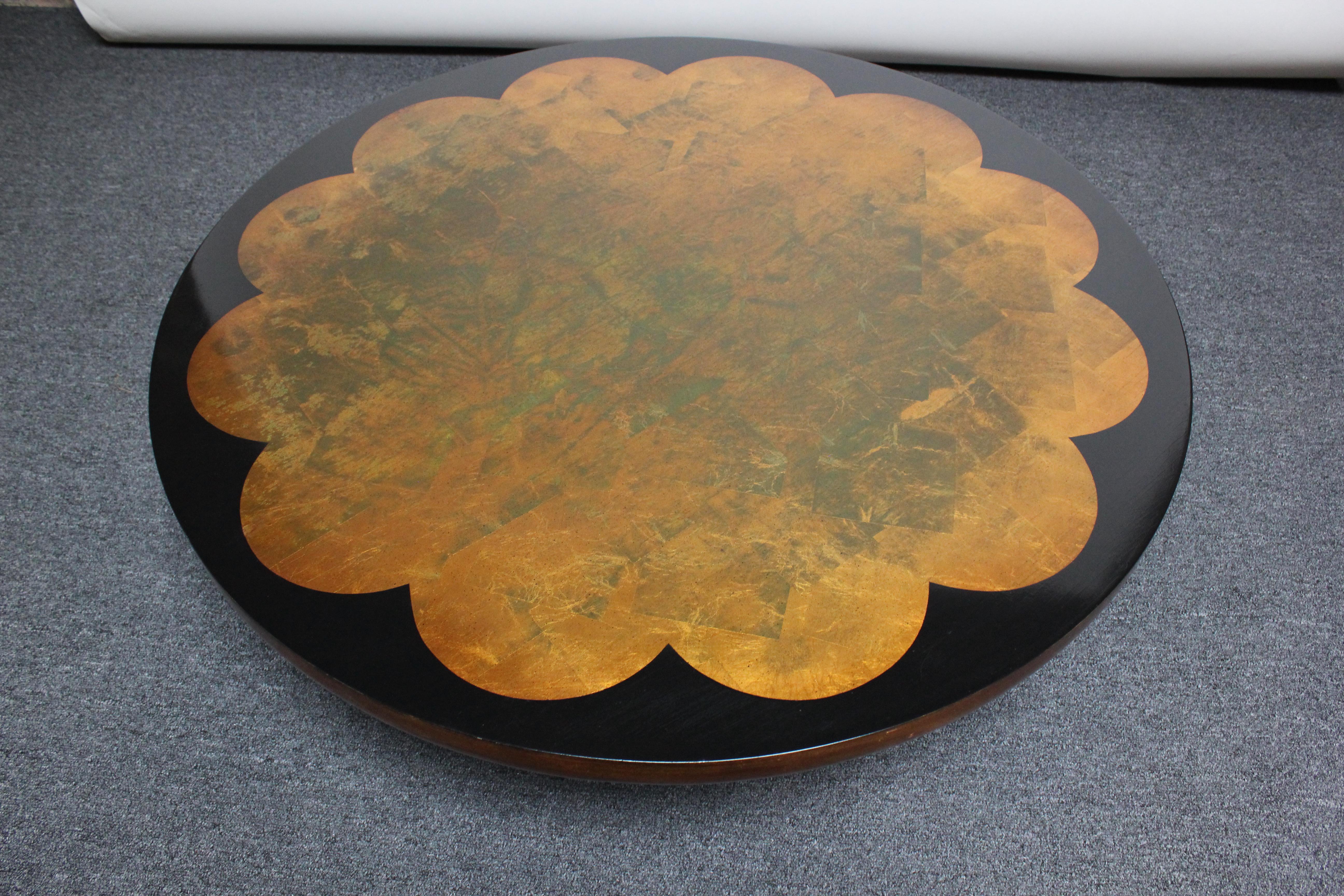 Mid-Century Modern Lotus Glass Top Coffee Cocktail Table by Muller and Barringer for Kittinger