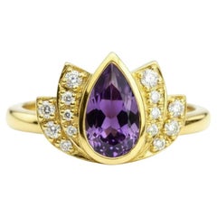 Lotus gold ring with amethyst silver, gold
