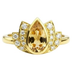 Lotus gold ring with citrine silver, gold
