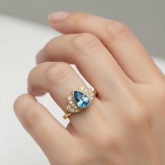 Lotus gold ring with topaz silver, gold