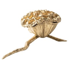 Lotus Handcrafted Sculptural Bowl in Polished Brass