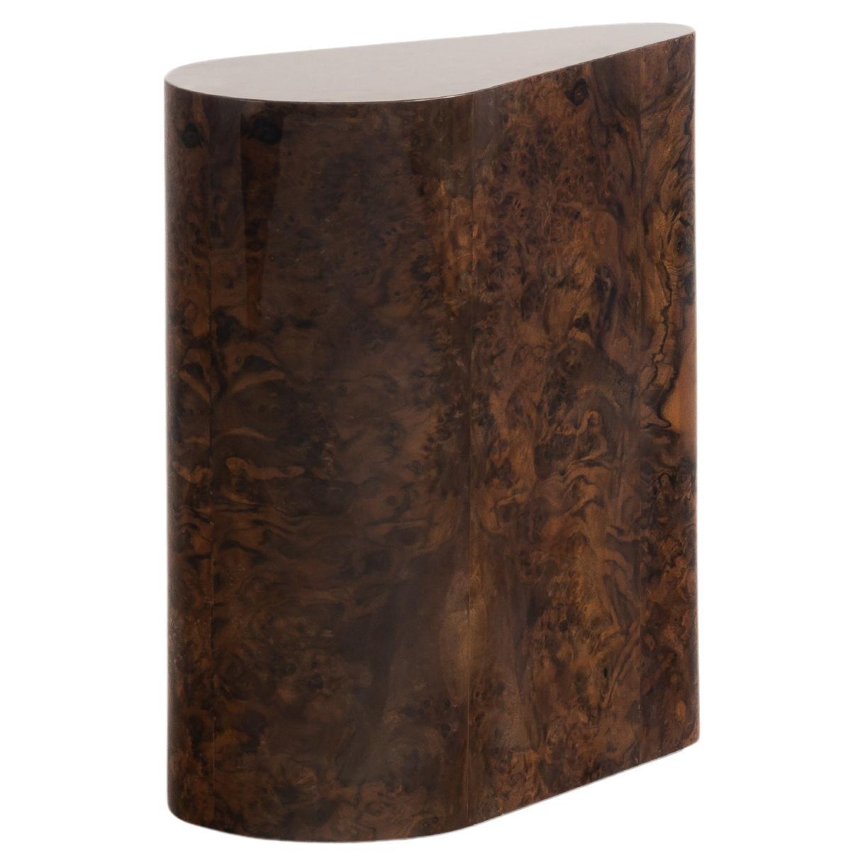 LOTUS I - Sculptural Side Table in Walnut Burl Veneer – Minimalist Organic Form