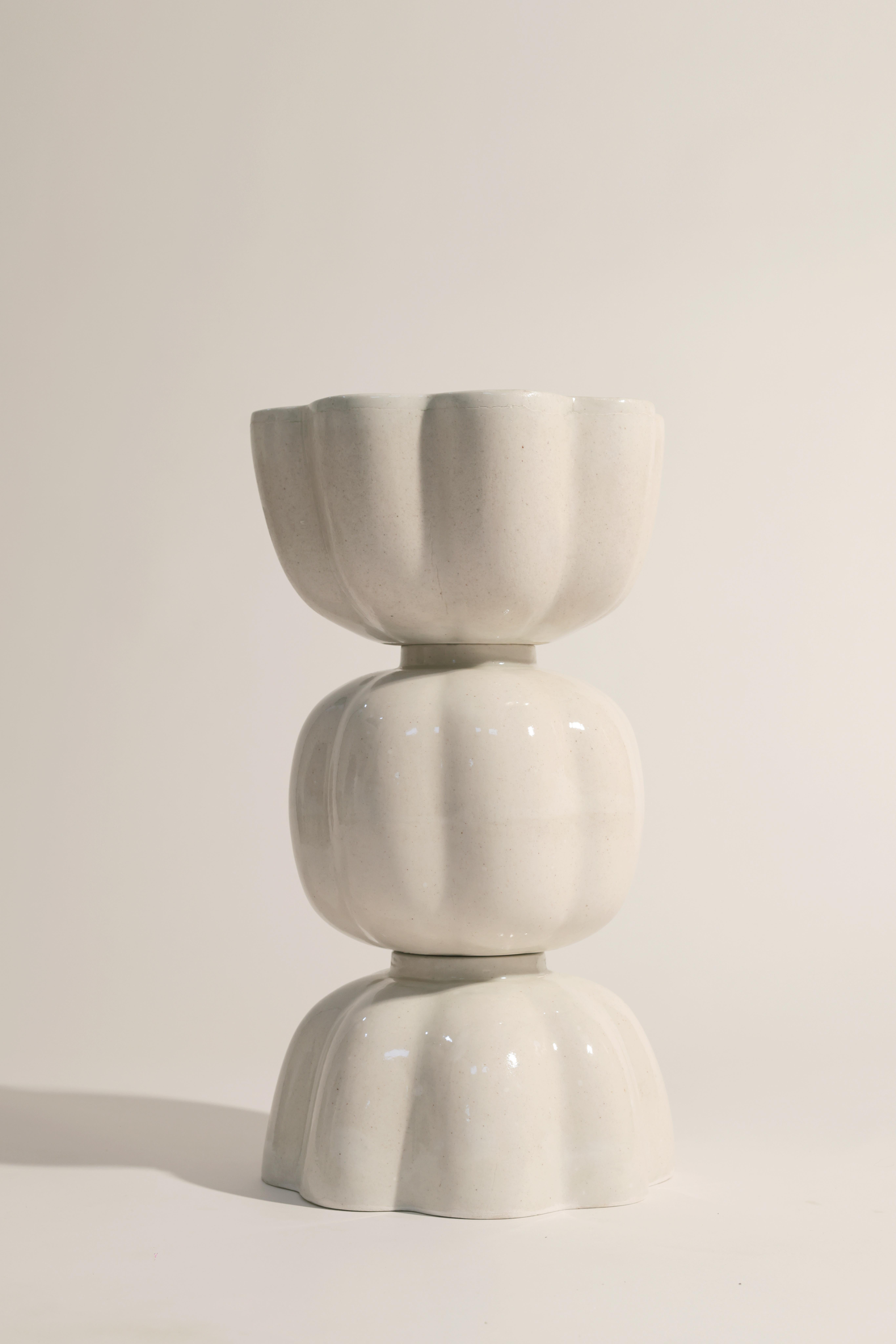 Lotus, In Growth Vase Side Table by Newblue
Unique Piece
Dimensions: D 28 x W 28 x H 51 cm.
Materials: Patent-pending Newblue recycled ceramic material, recycled sanitary ware, recycled glass, quartz, and plant-based binders.

All ceramic furniture