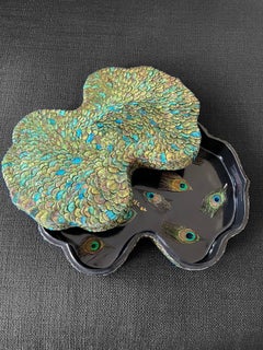 “Lotus” Lacquered Peacock Feather Box