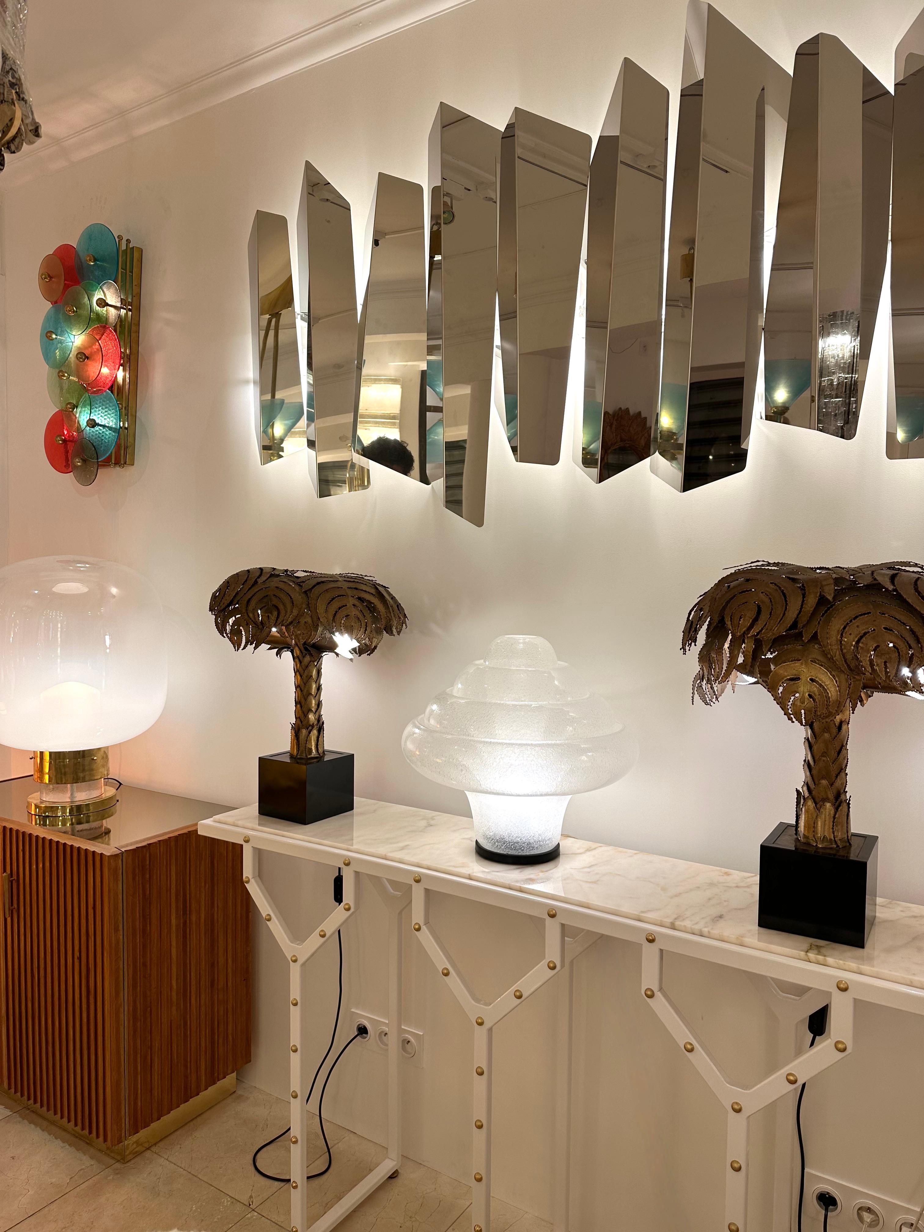 Mid-Century Modern Lotus Lamp LT305 Murano Glass and Metal by Carlo Nason for Mazzega, Italy, 1970s For Sale