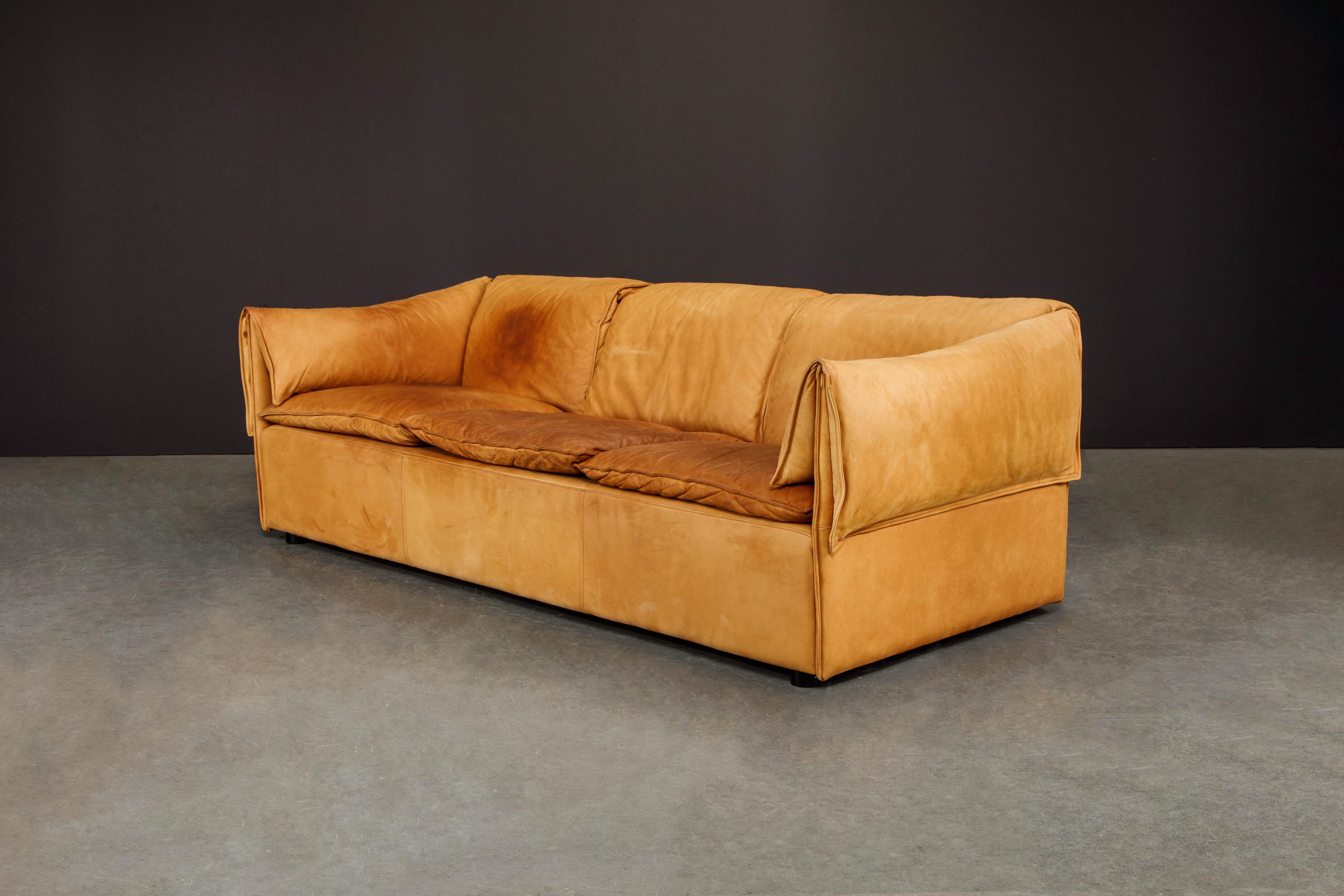 'Lotus' Leather Sofa by Niels Bendtsen for Niels Eilersen, 1970s Denmark, Signed 1