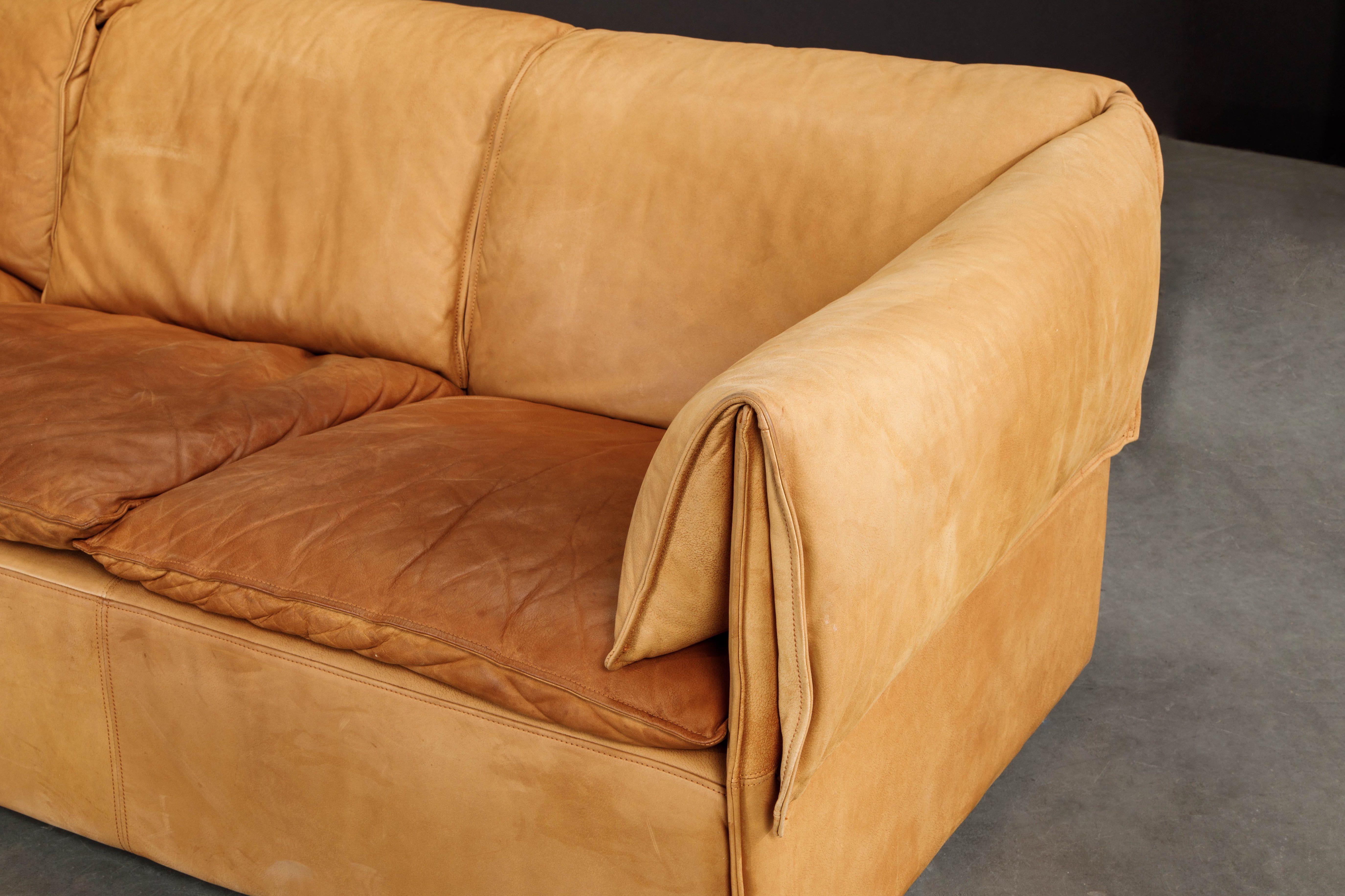 'Lotus' Leather Sofa by Niels Bendtsen for Niels Eilersen, 1970s Denmark, Signed 2