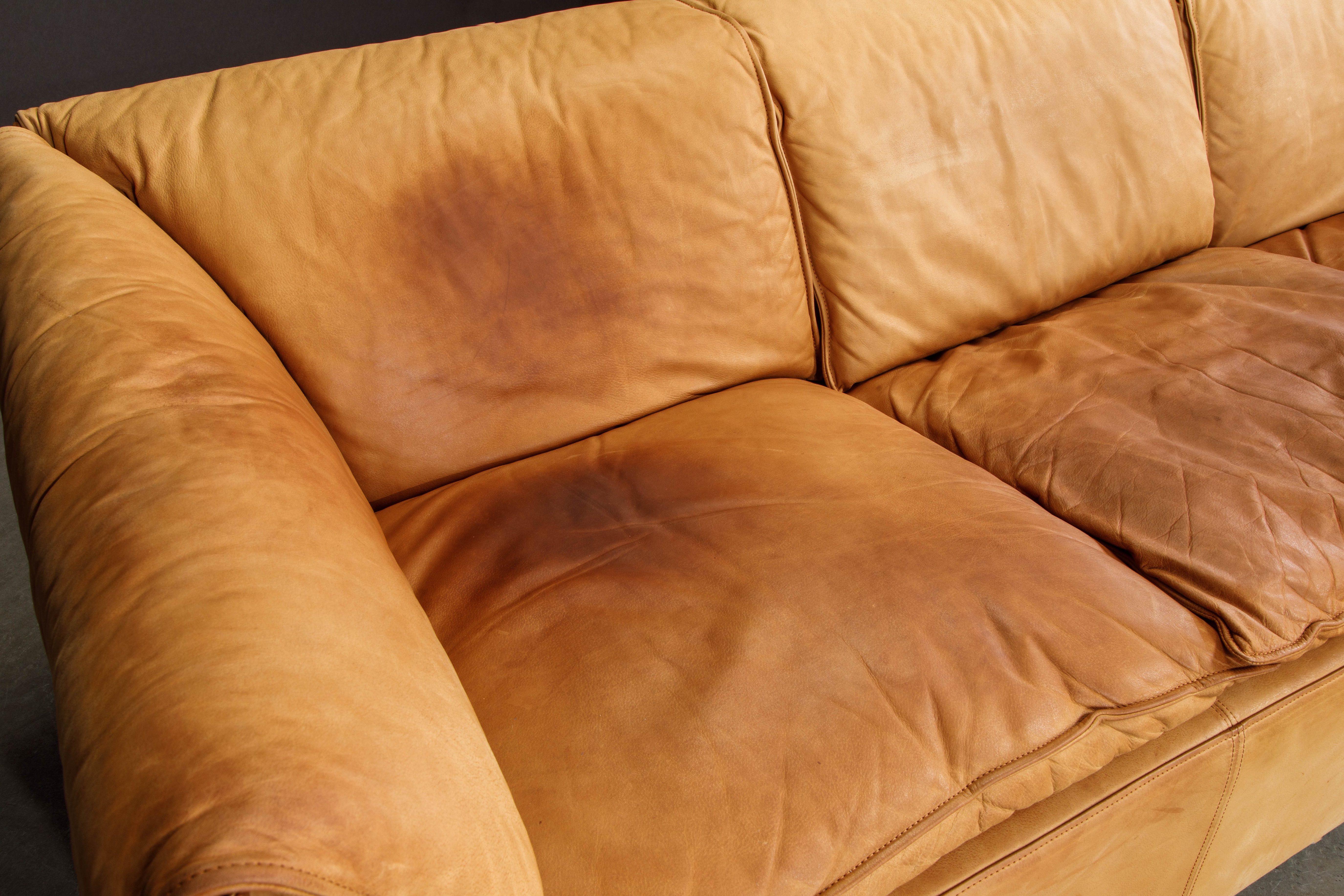 'Lotus' Leather Sofa by Niels Bendtsen for Niels Eilersen, 1970s Denmark, Signed 4