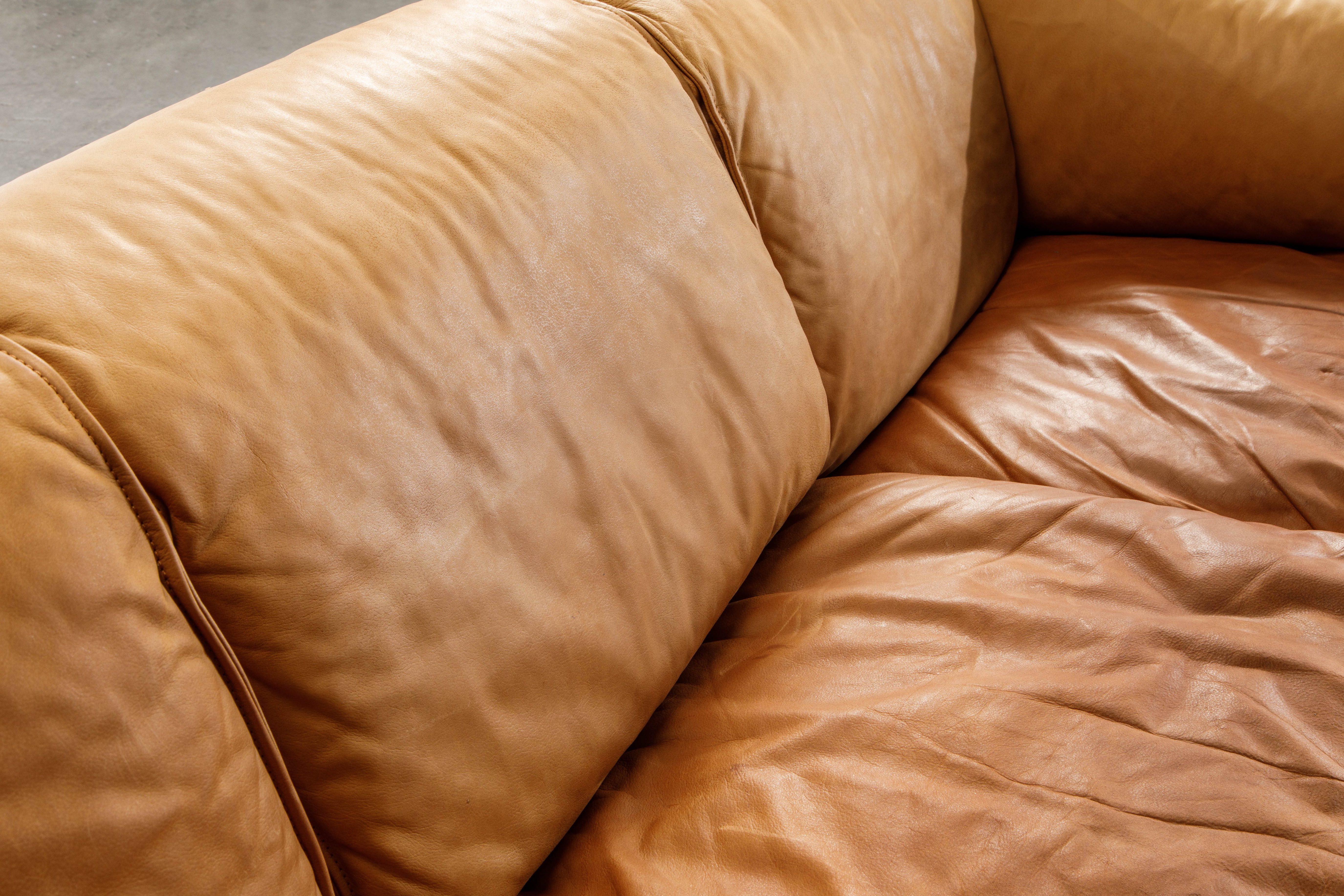 'Lotus' Leather Sofa by Niels Bendtsen for Niels Eilersen, 1970s Denmark, Signed 5