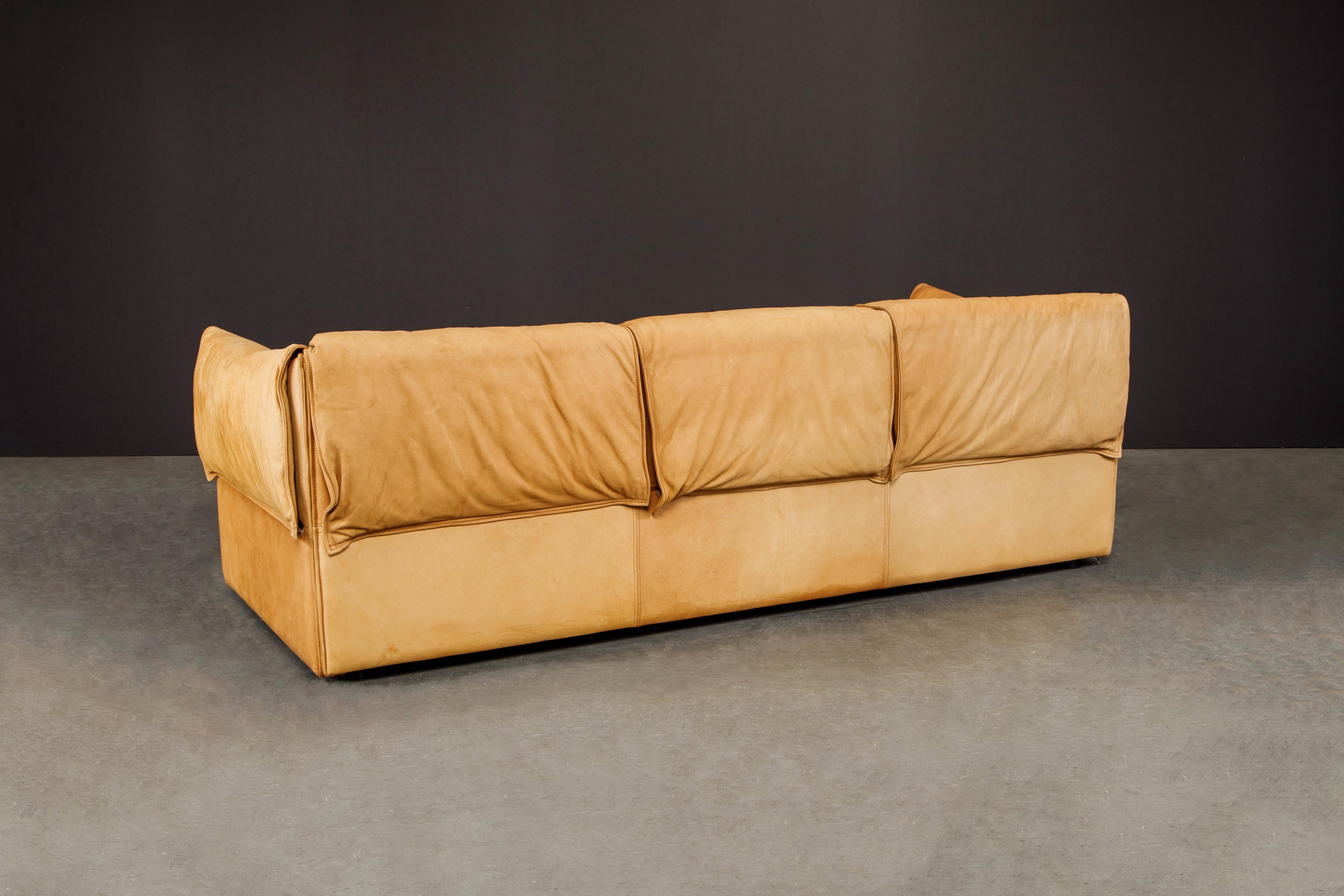 'Lotus' Leather Sofa by Niels Bendtsen for Niels Eilersen, 1970s Denmark, Signed In Good Condition In Los Angeles, CA