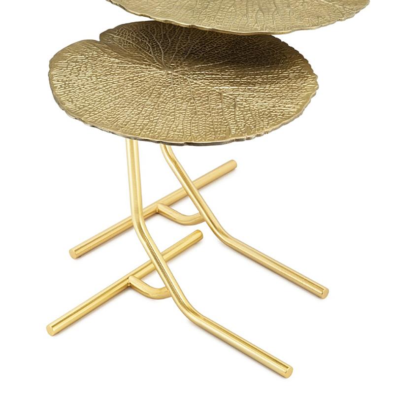 Italian Lotus Leaves Gold Side Table Set of Two