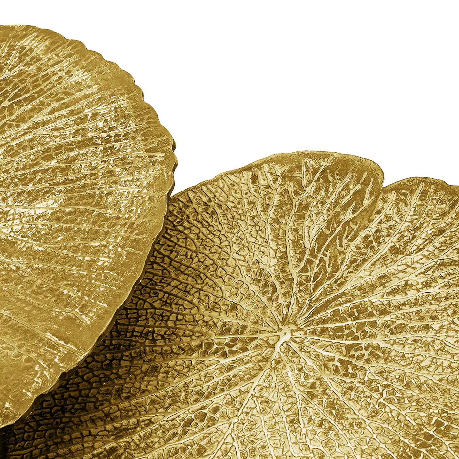 Contemporary Lotus Leaves Gold Side Table Set of Two