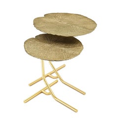 Lotus Leaves Gold Side Table Set of Two