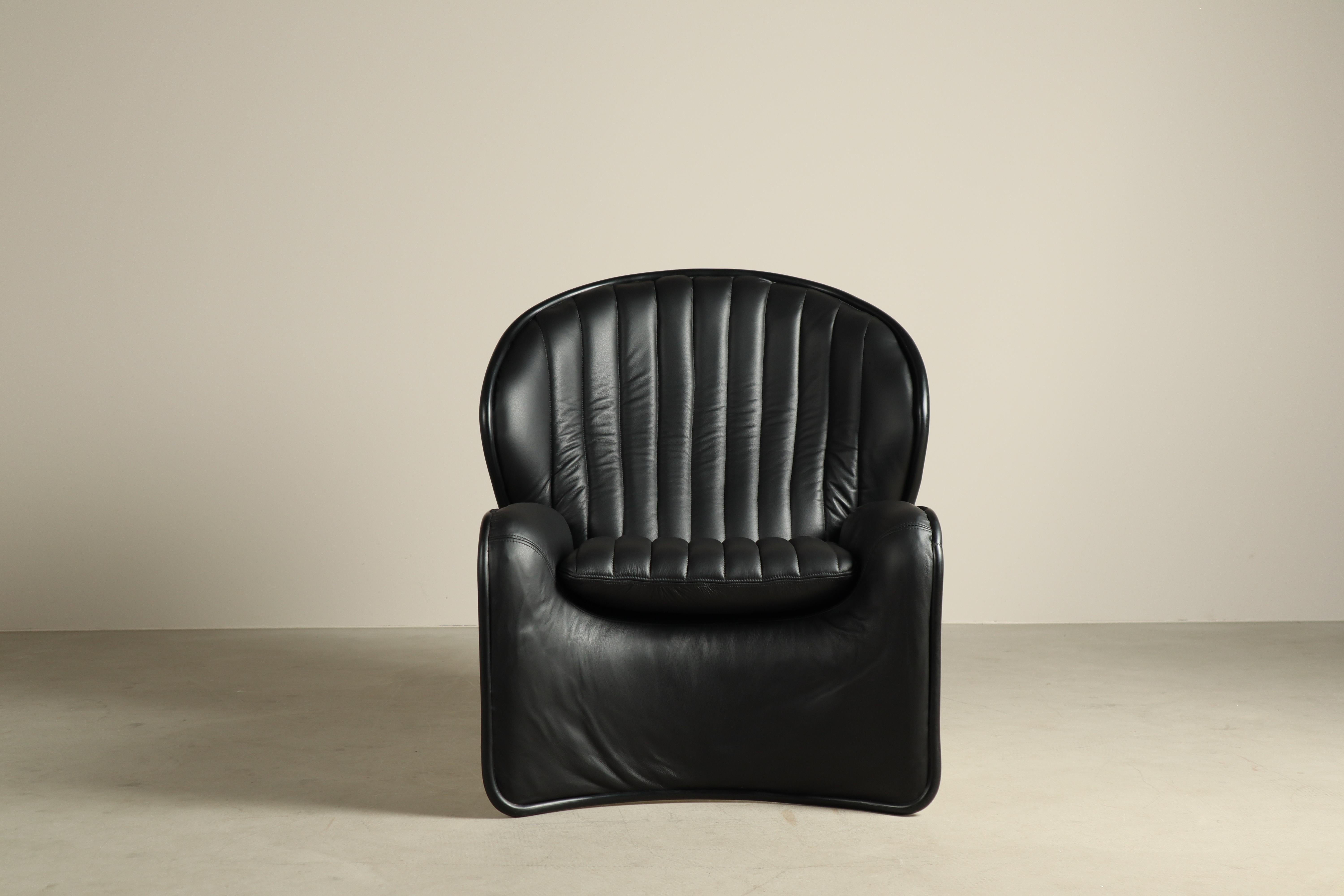 Cuir Chaise longue Lotus d'André Vandenbeuck pour Strässle International, 1969. en vente