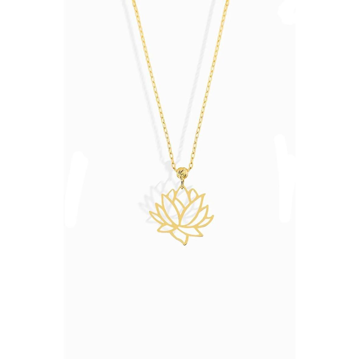 Lotus Necklace in 14 Karat Gold.  For Sale 1