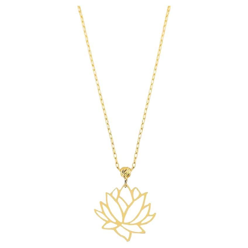 Lotus Necklace in 14 Karat Gold.  For Sale