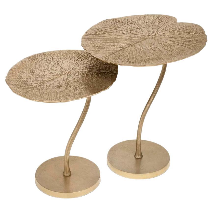 Lotus Old Gold Set of 2 Side Table For Sale