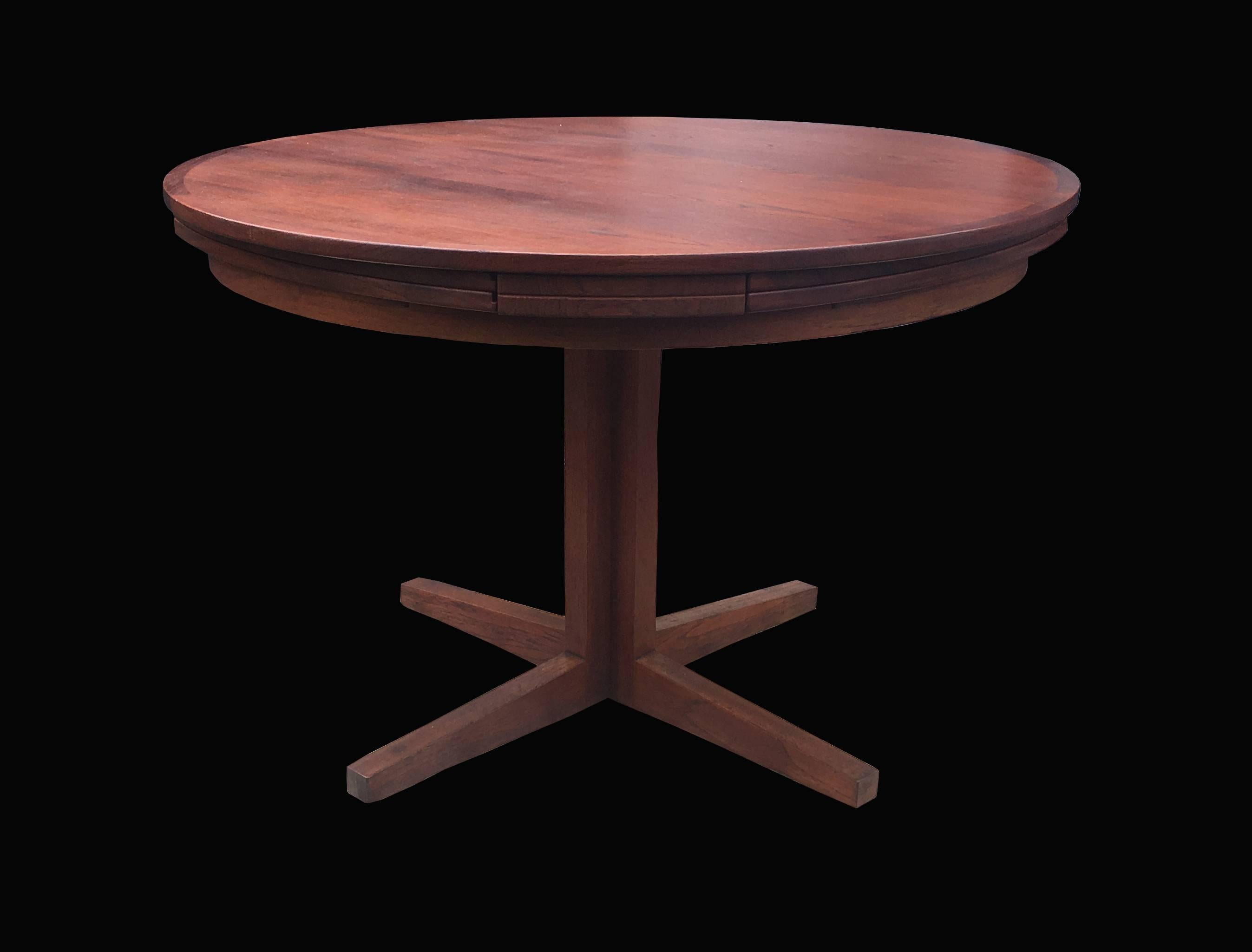 Scandinavian Modern 'Lotus' or 'Flip Flap' Extending Circular Dining Table by Dyrlund in Teak