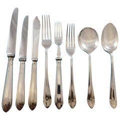 Set di posate in argento Sterling Lotus Orchid Mappin & Webb Servizio Cena 66 Pezzi