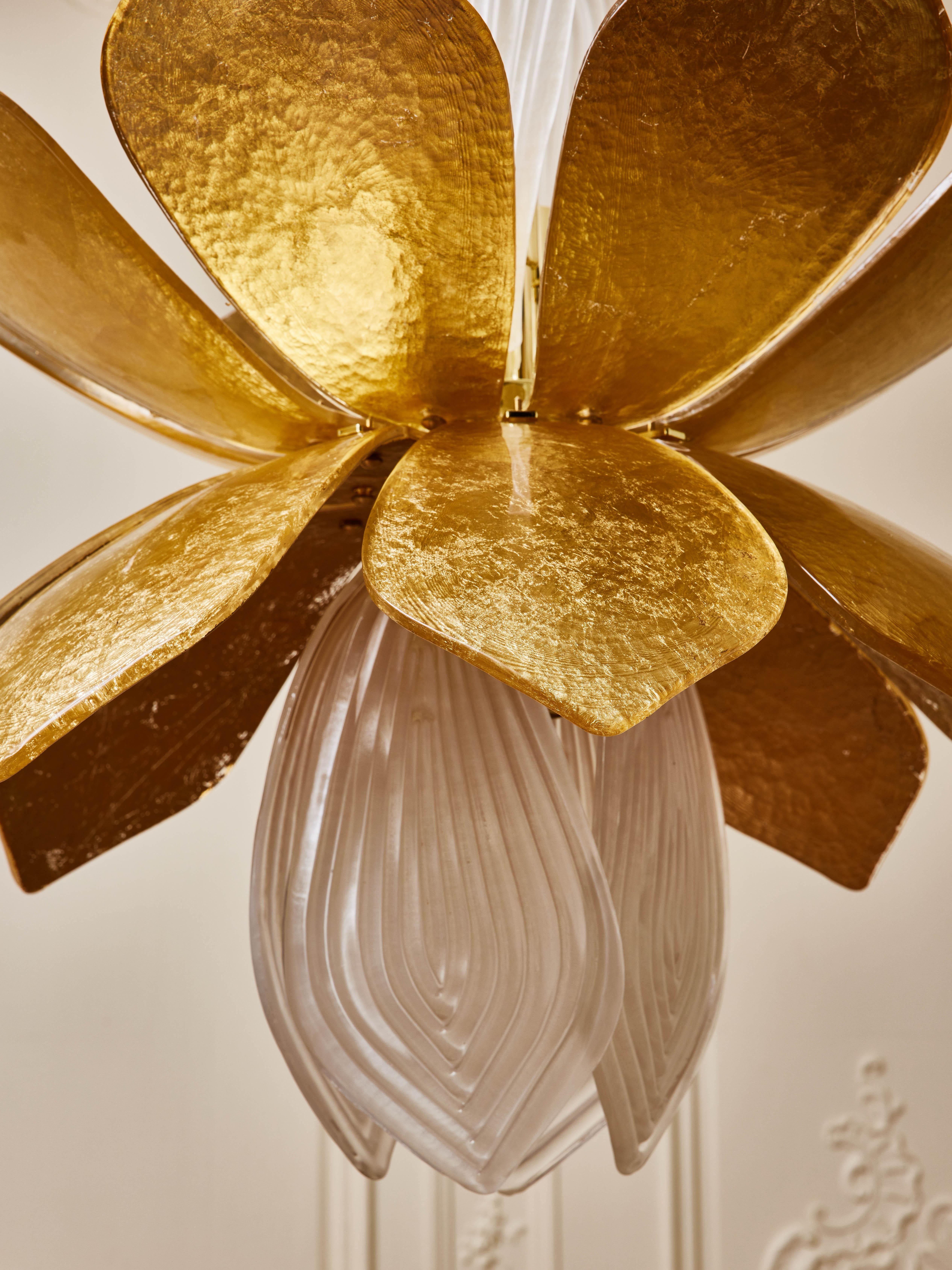 gold lotus pendant light