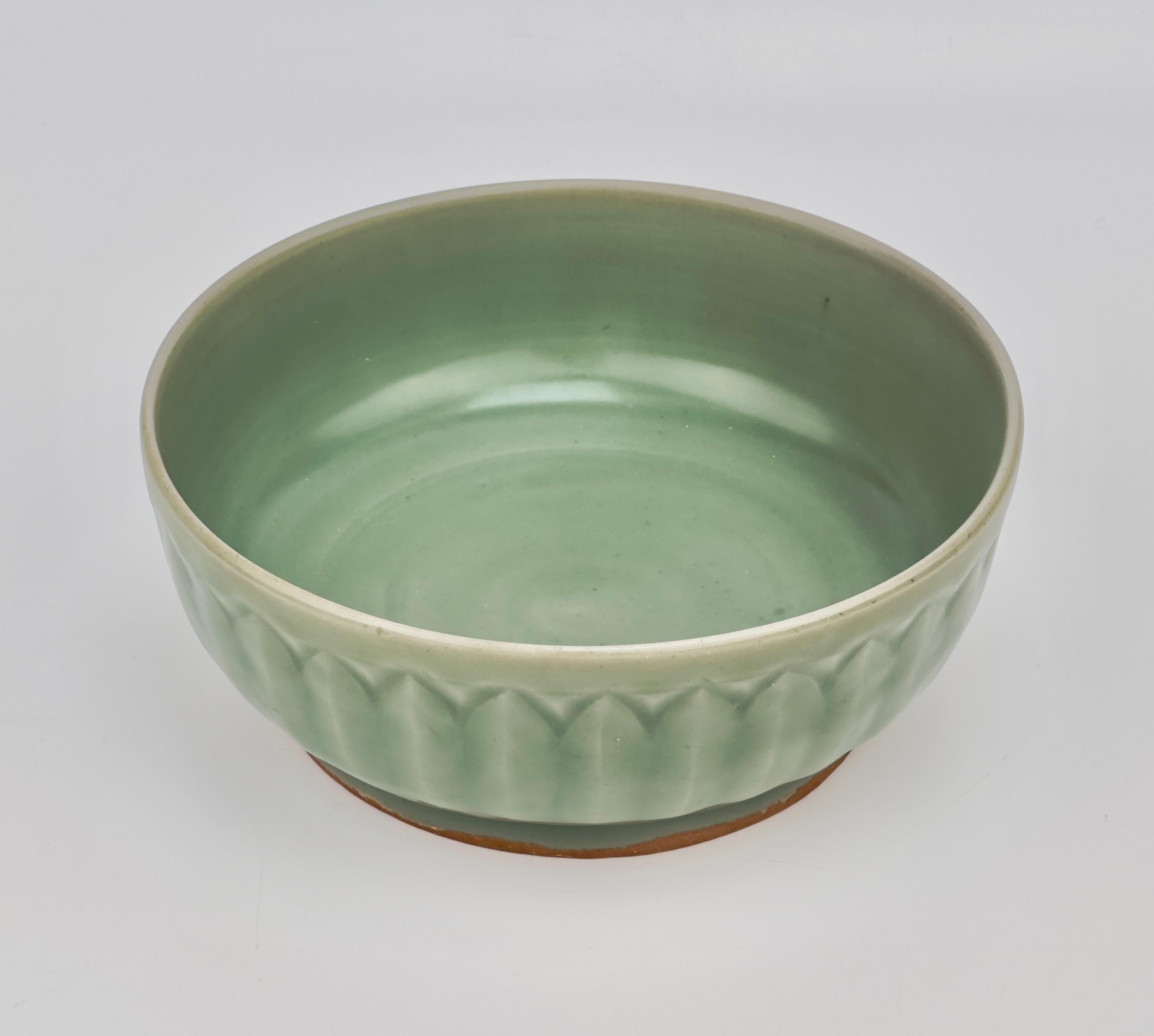 18th Century and Earlier Lotus Petal 'Longquan' Celadon Bowl, Ming dynasty For Sale