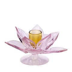 Lotus-Kerzenhalter aus rosa Glas von Summerill & Bishop