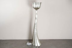 Lotus Pod Torchiere, White Bronze by Robert Kuo, Limited Edition, in Stock