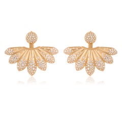 Lotus Power Big Earrings in 18k Gold with Diamonds by Nada Ghazal Fine Jewelry