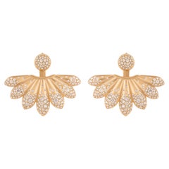 Lotus Power Big Earrings in 18k Gold with Diamonds by Nada Ghazal Fine Jewelry