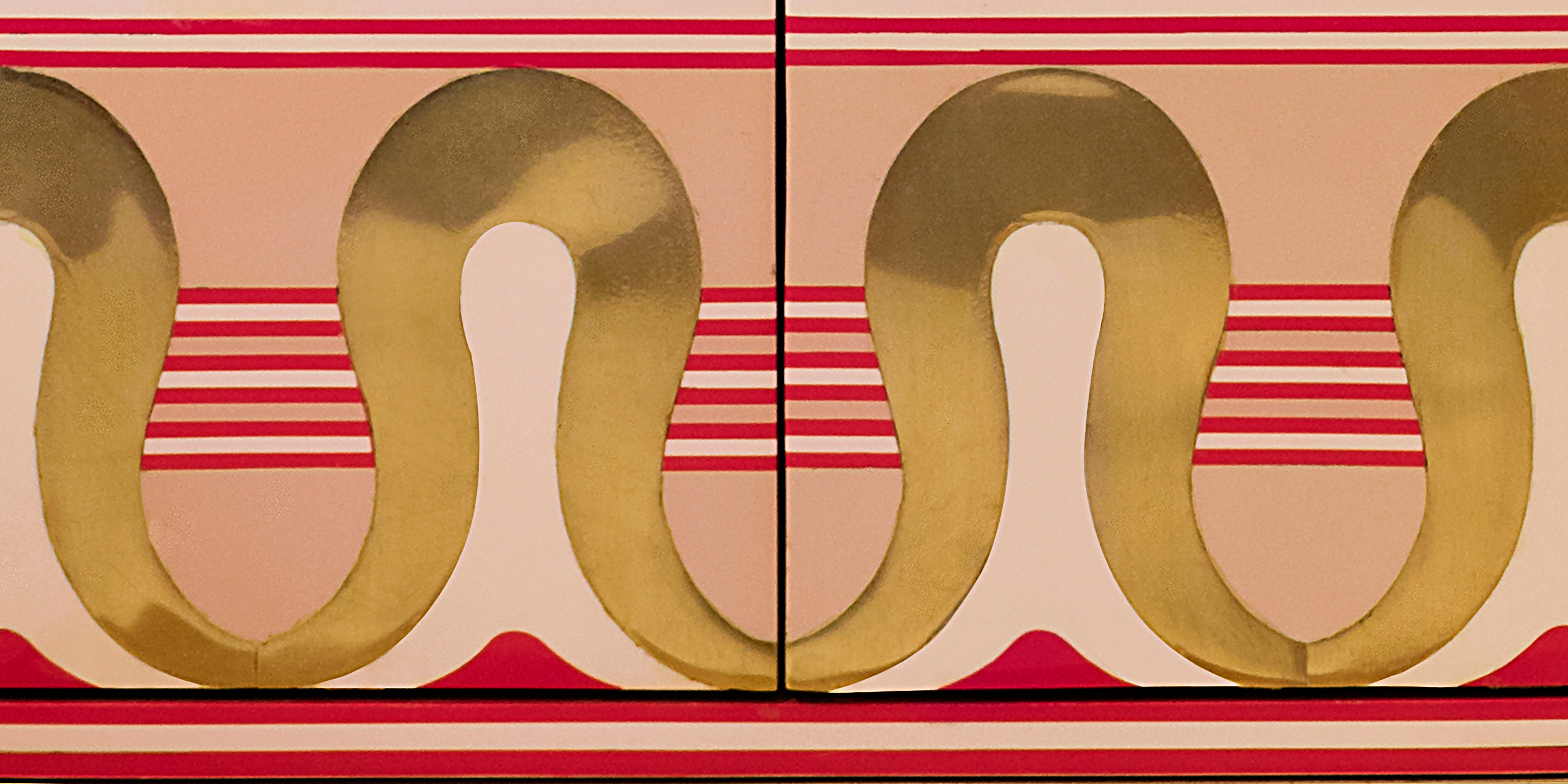 XXIe siècle et contemporain Lotus Sanctum Cabinet de rangement rose avec incrustation de laiton par Matteo Cibic en vente