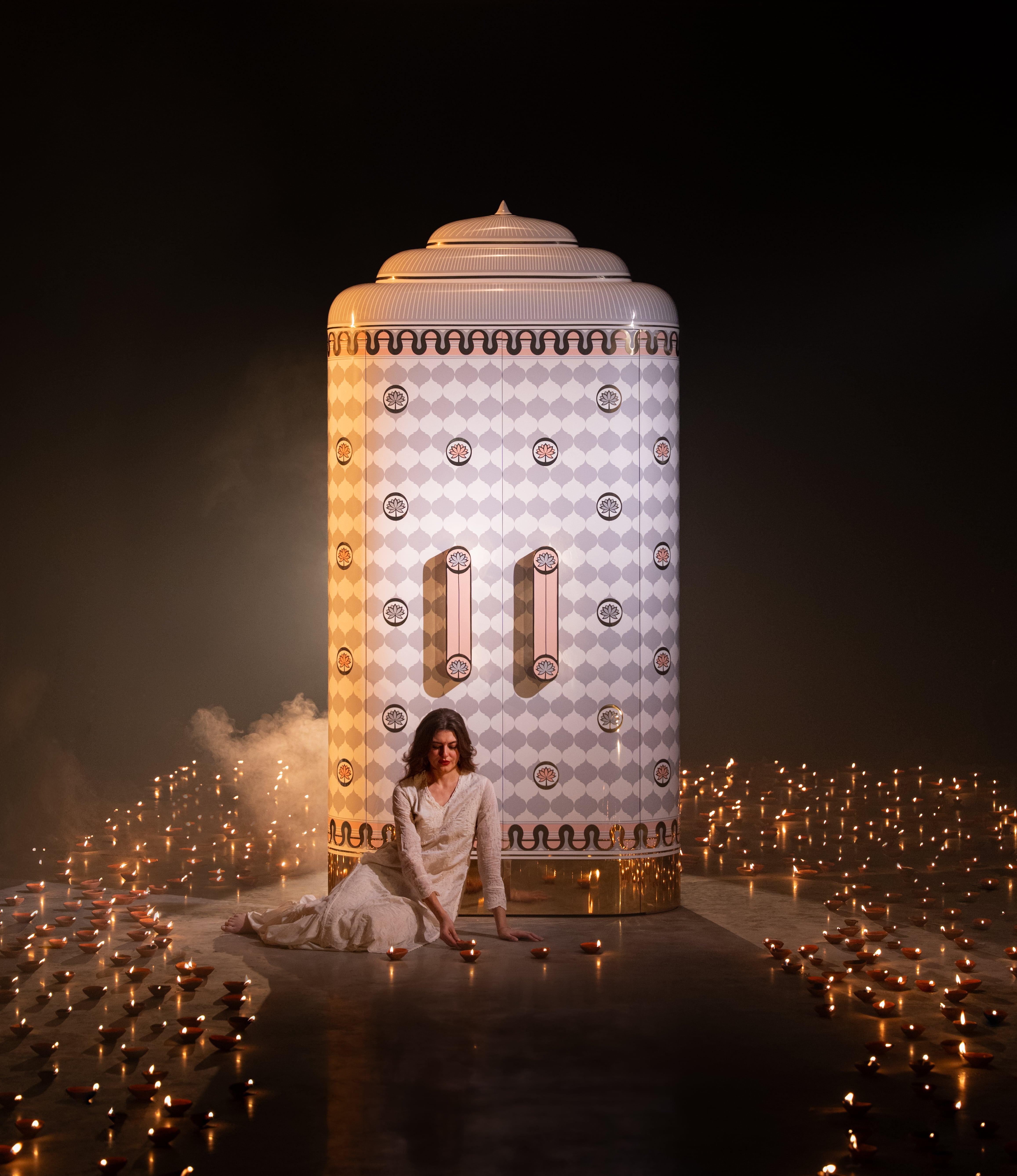 Lotus Sanctum Regalia Storage Cabinet with Brass Inlay by Matteo Cibic For Sale 3