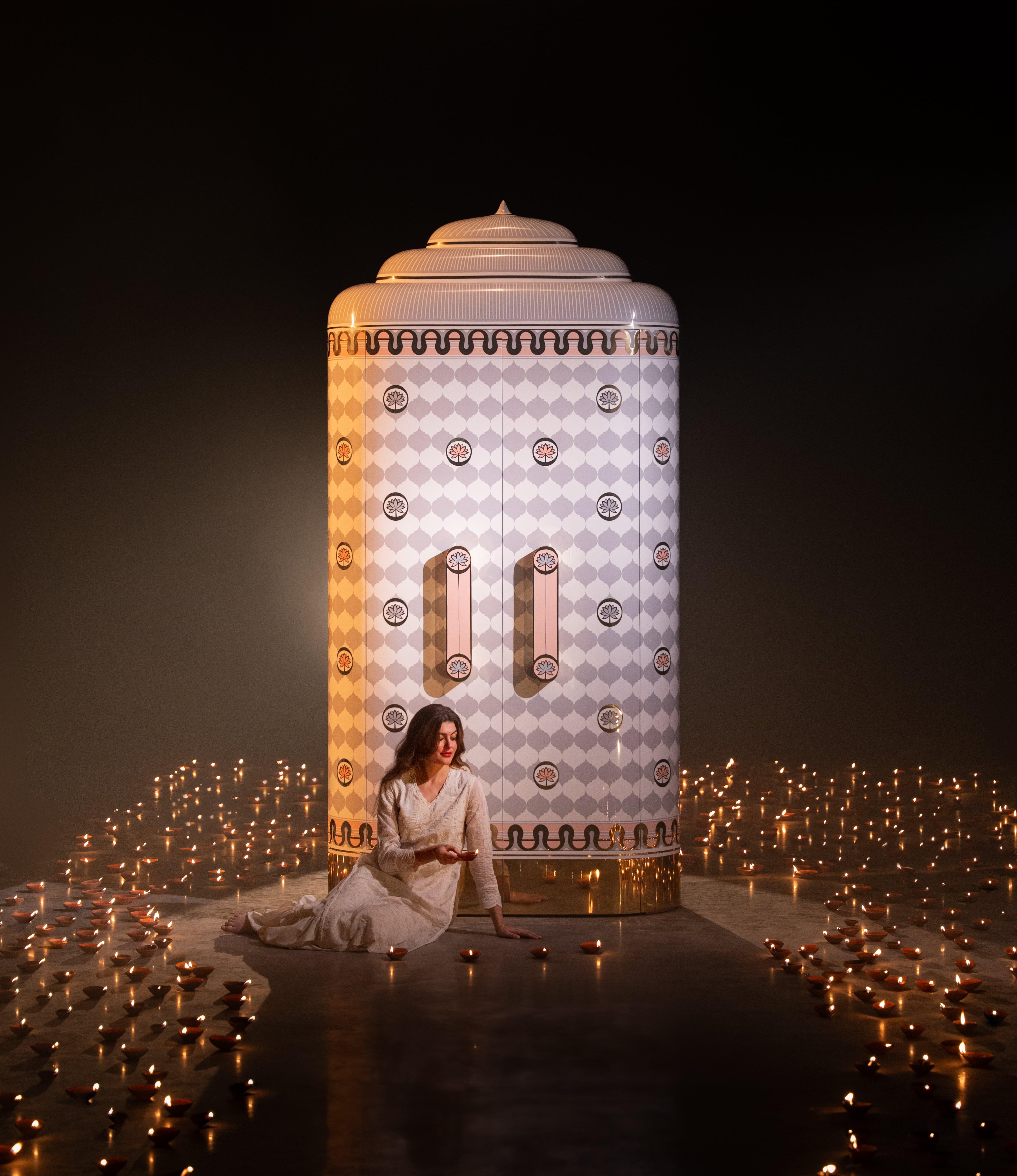 Lotus Sanctum Regalia Storage Cabinet with Brass Inlay by Matteo Cibic For Sale 4