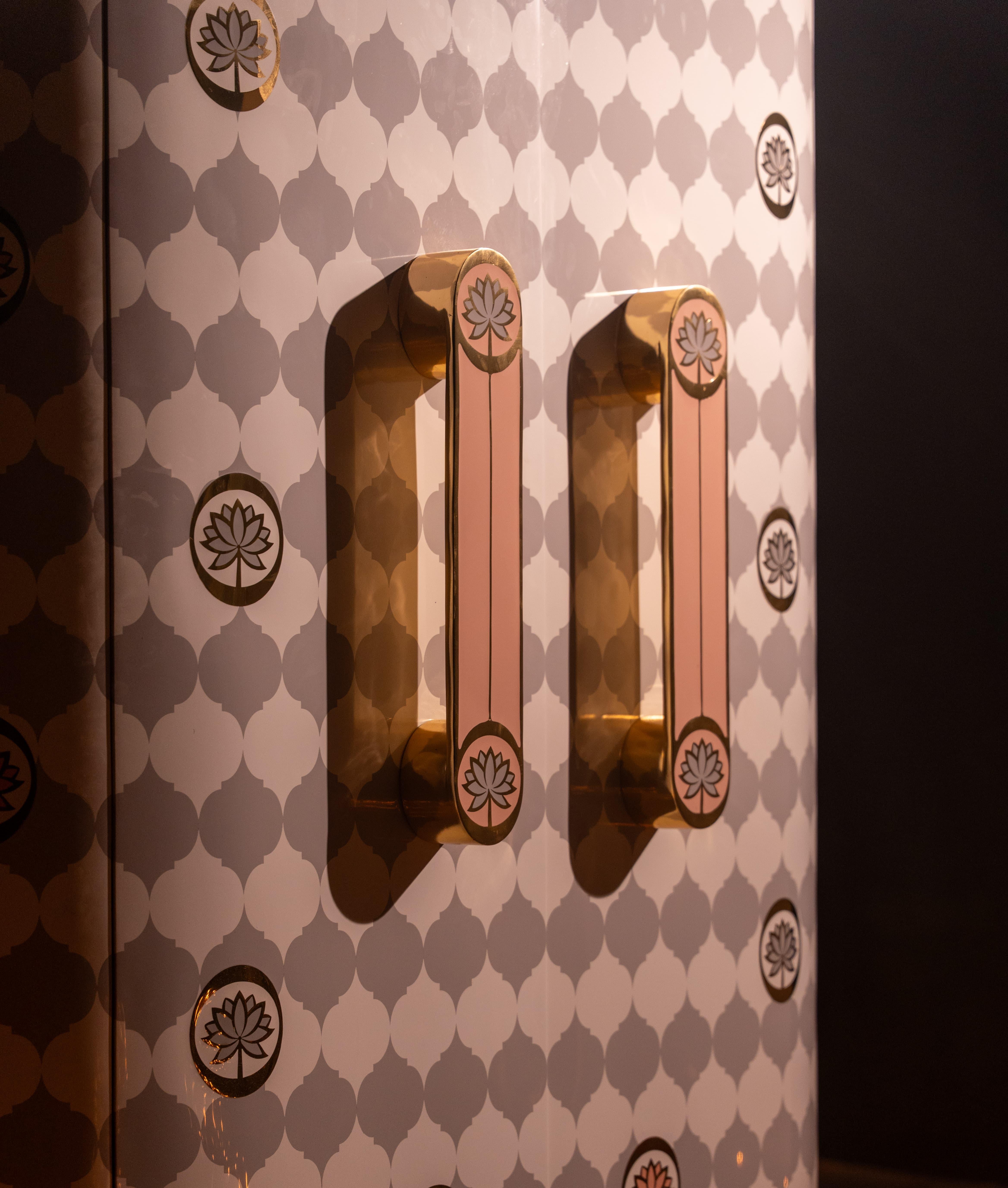 Indian Lotus Sanctum Regalia Storage Cabinet with Brass Inlay by Matteo Cibic For Sale