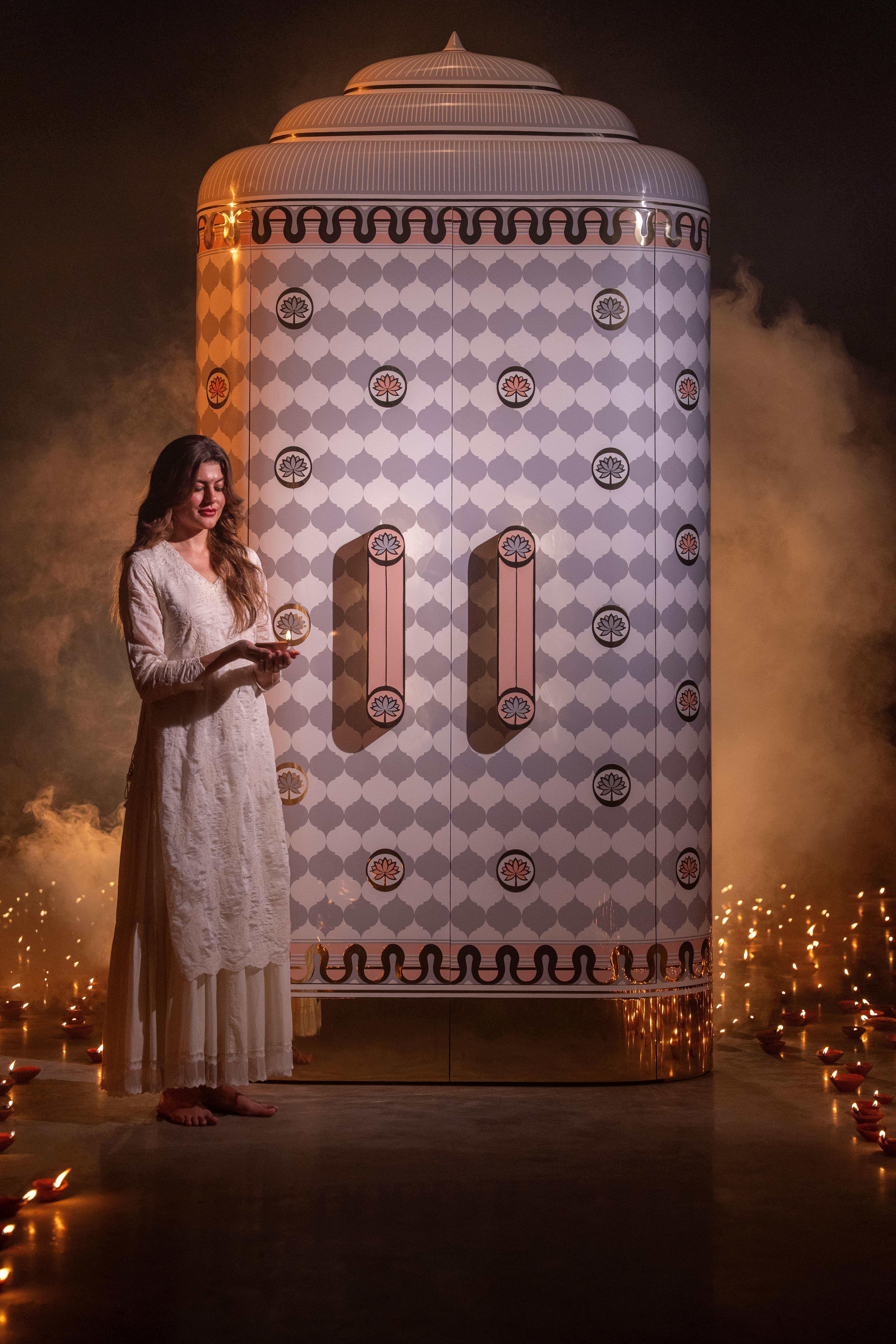 Lotus Sanctum Regalia Storage Cabinet with Brass Inlay by Matteo Cibic For Sale 1