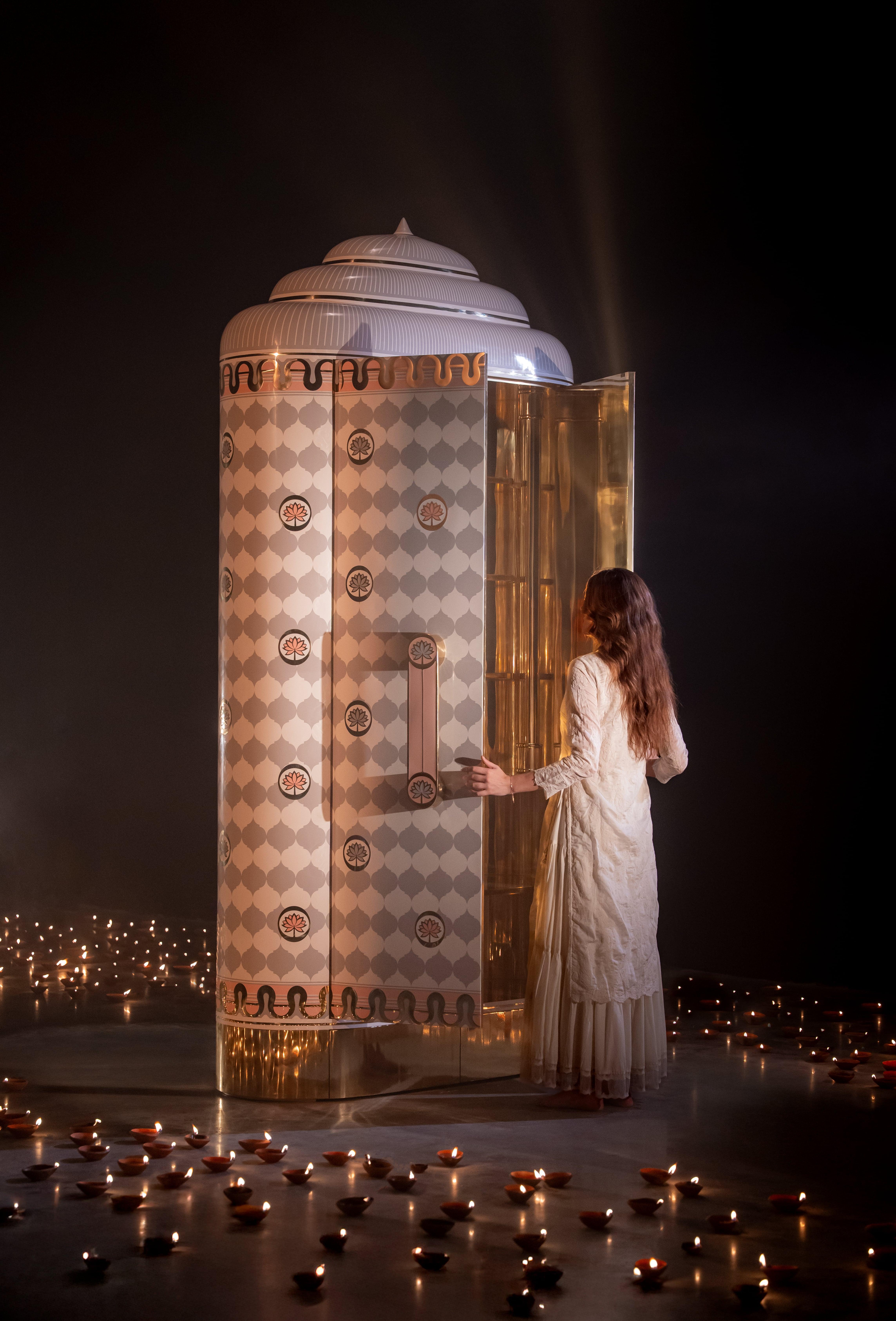 Lotus Sanctum Regalia Storage Cabinet with Brass Inlay by Matteo Cibic For Sale 2