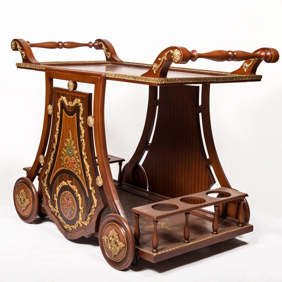 Wood Lotus Serving Cart, 20th Century For Sale