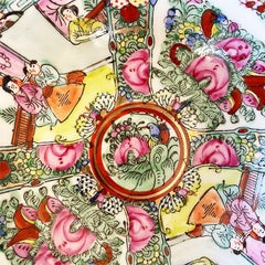 Lotus Shape Chinoiserie Famille Rose Ceramic Decorative Bowl in Pink and Gold