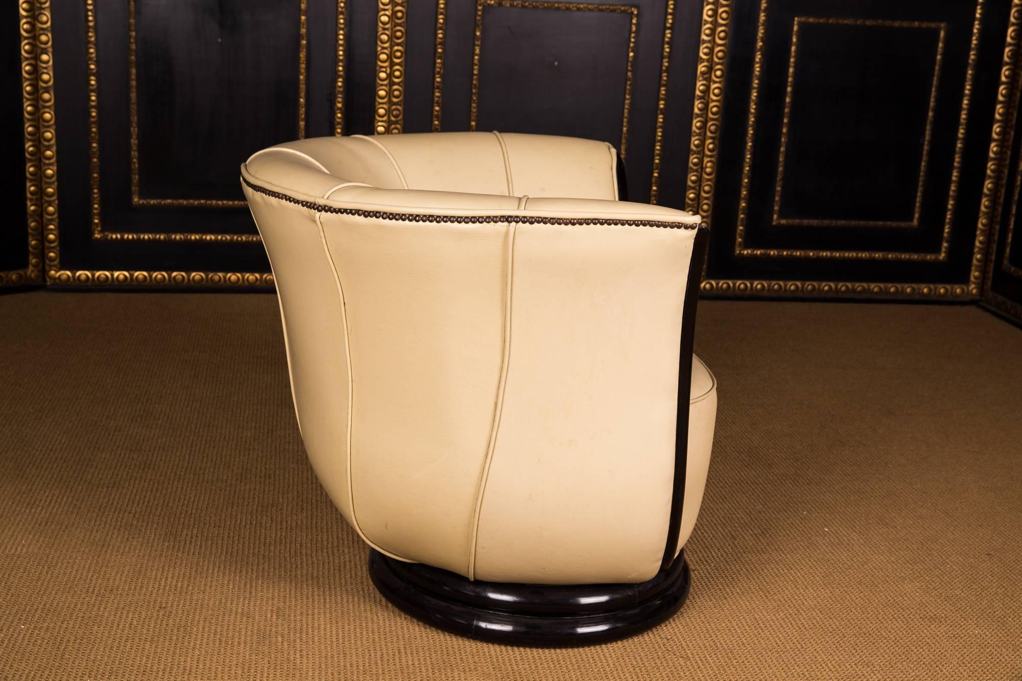 Leather Lotus Shaped Armchair in the Art Deco Style