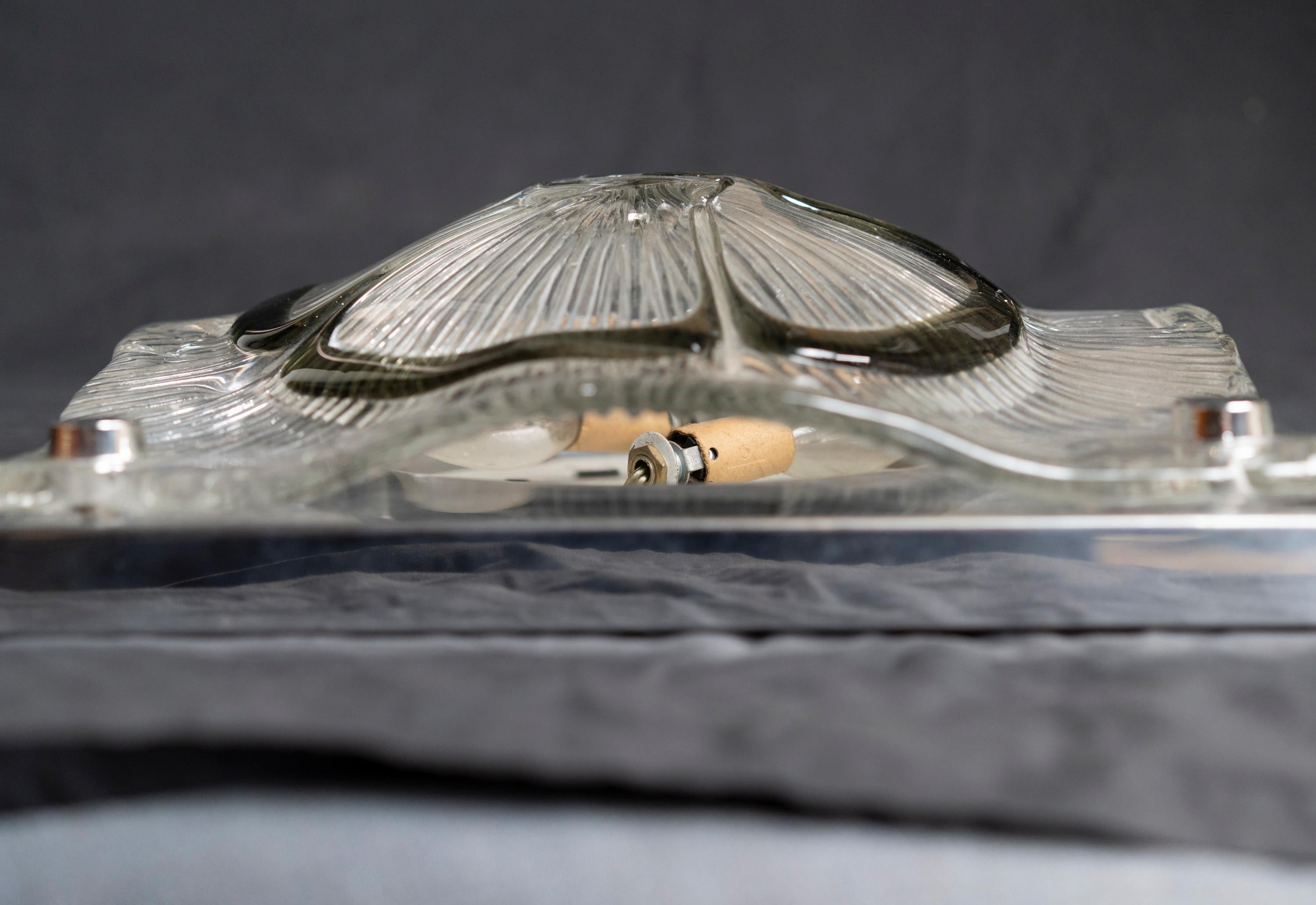 Italian Lotus Shaped Form Glass Flush Mount by Zucheri Venini