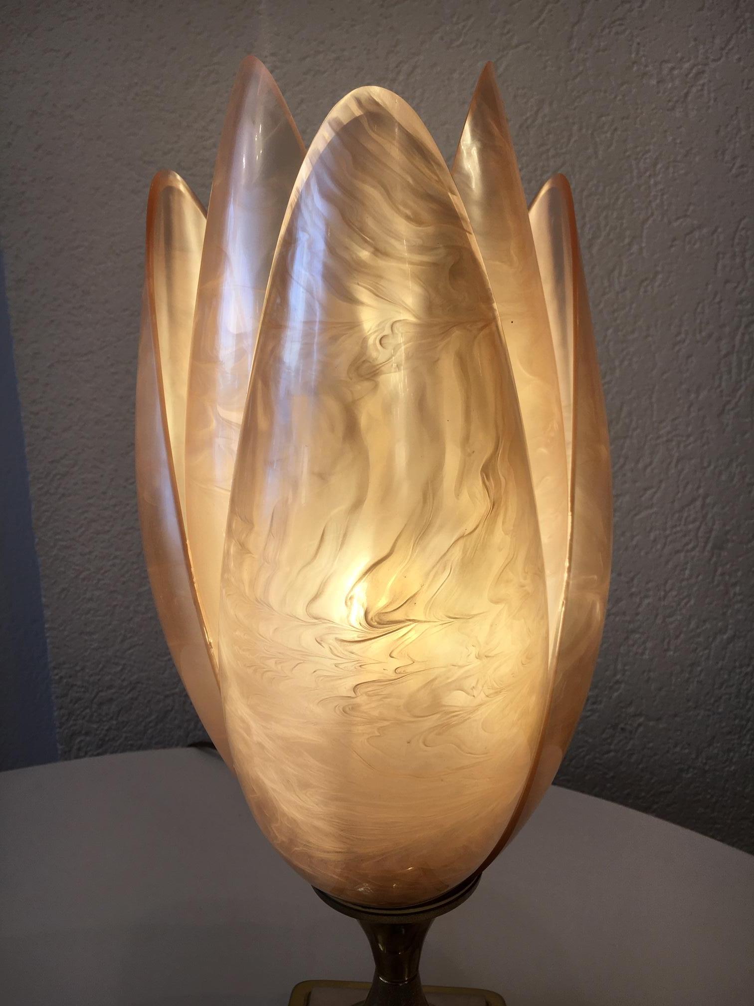 Late 20th Century Lotus Shaped Table Lamp by Rougier, Canada, circa 1970s