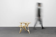 Lotus Side Table End Table Polished or Matte Brass Gold Customizable