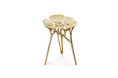 Lotus Stool Side Table Polished Brass Gold End Table Organic Form